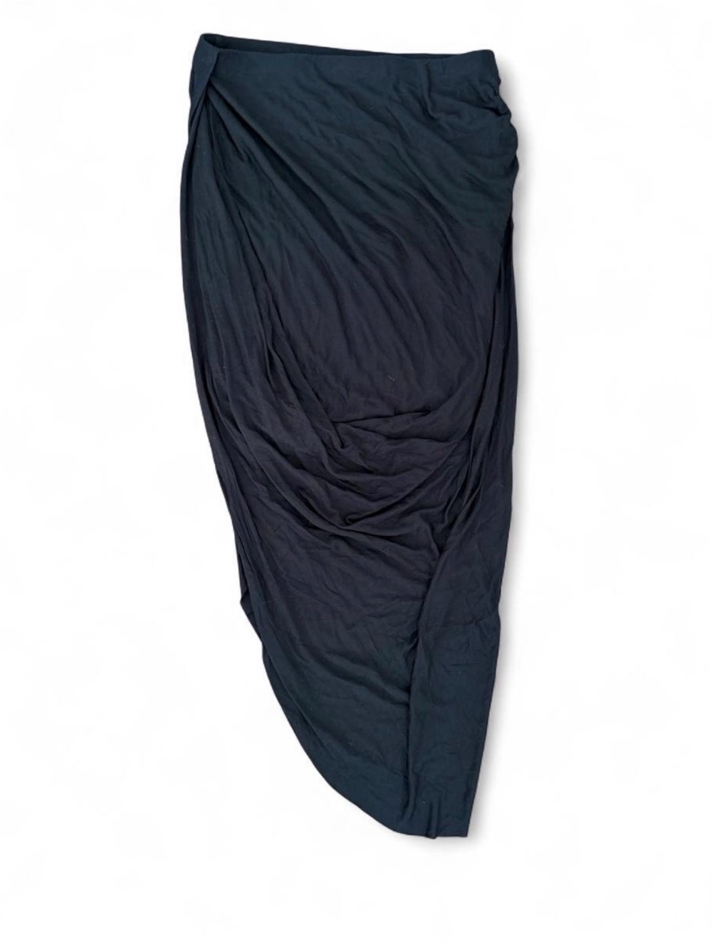 Express Black Asymmetrical Drape Midi Skirt